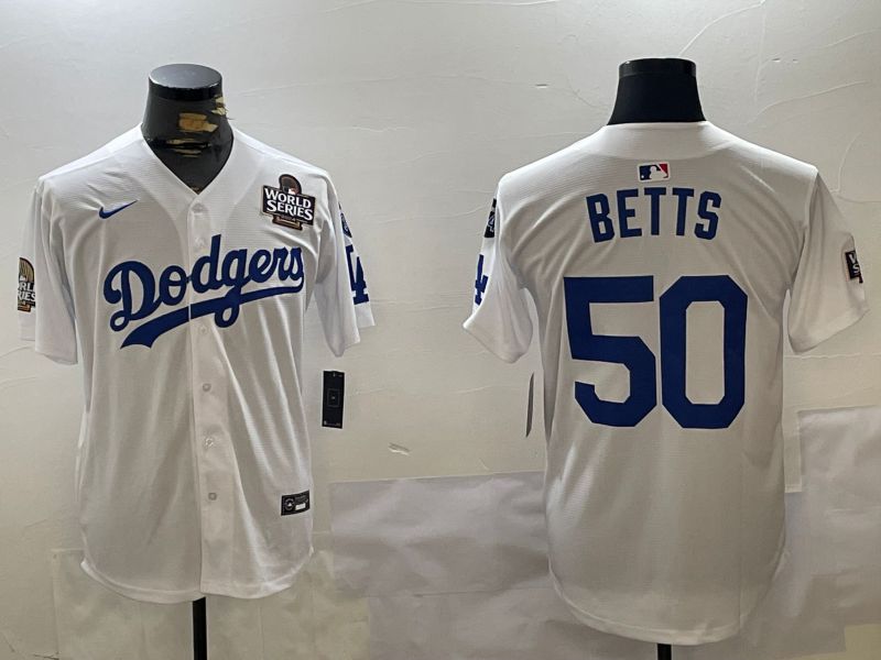 Men Los Angeles Dodgers 50 Betts White Game 2024 Nike MLB Jersey style 11201